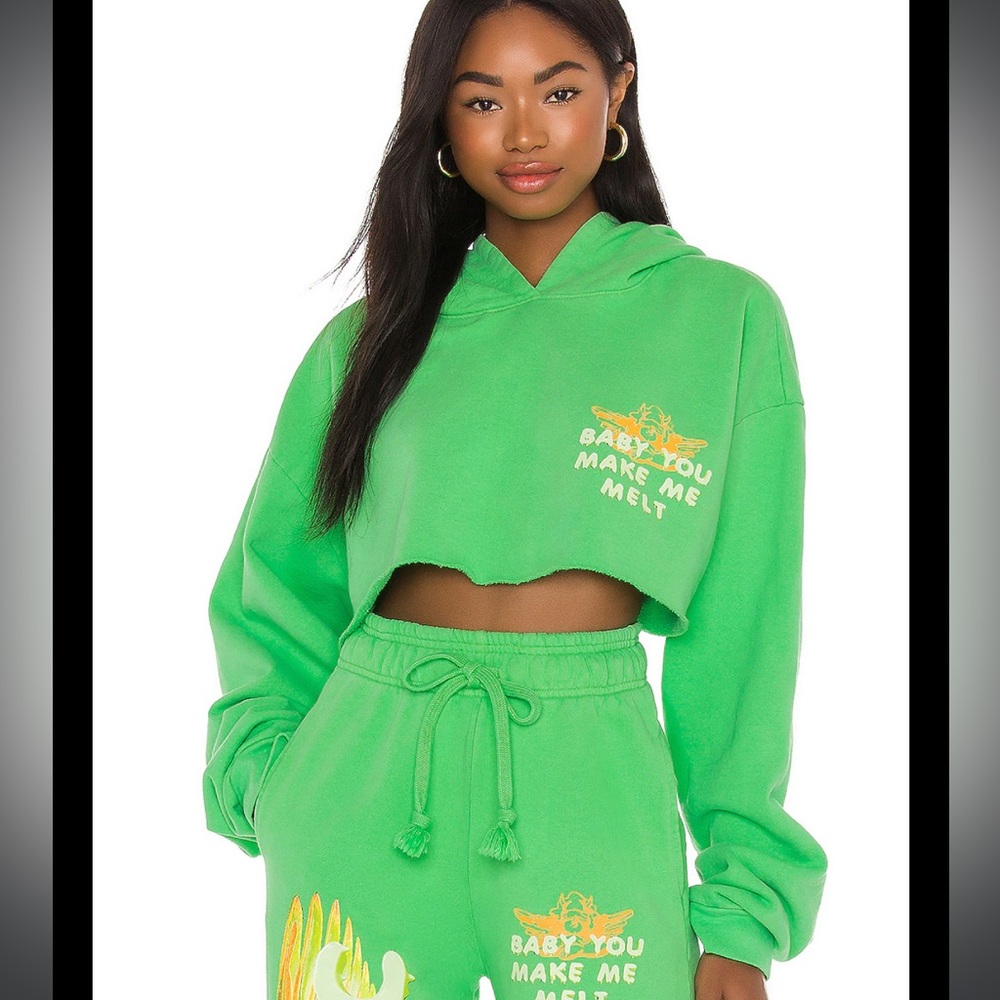 Boys Lie Toxic lime green Cropped hoodie o/s